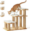 FUKUMARU Dog Stairs, Solid Wood Pet Stairs with Cat Scratching Post