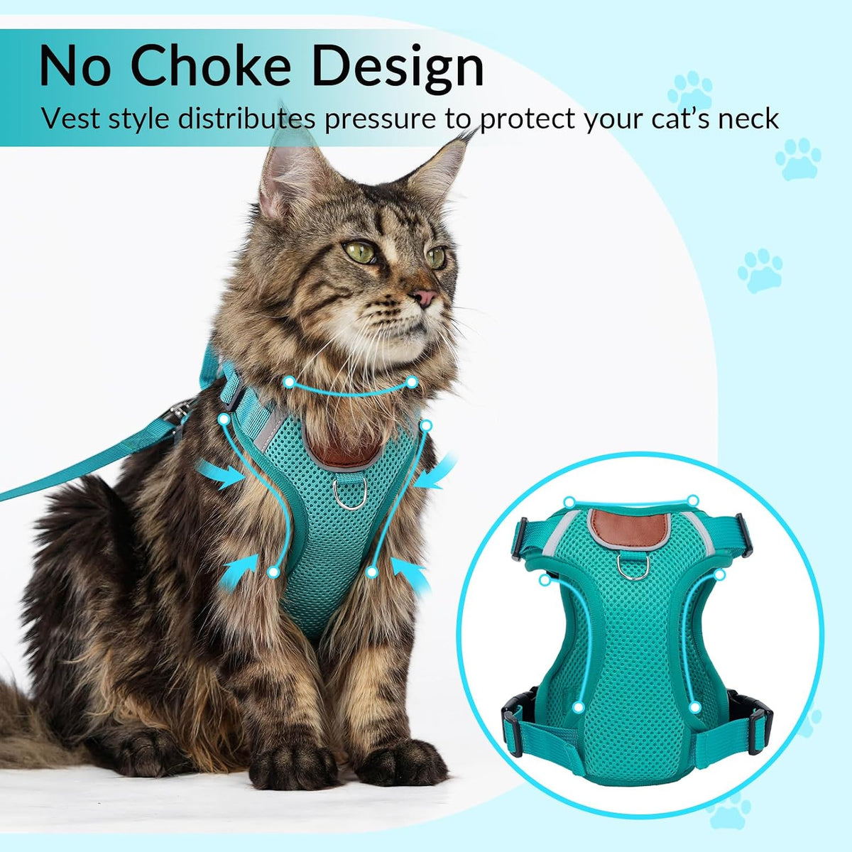Cat Harness and Leash Set with AirTag Holder: Upgraded Escape Proof Vest with Lead for Small Dog Puppy Large Cat Walking