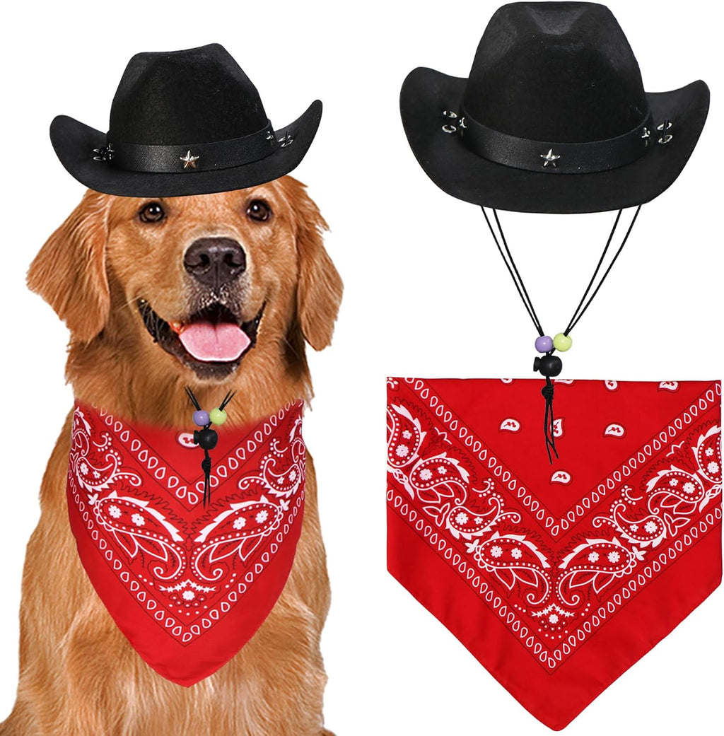 Goyoswa Halloween Dog Costume - Cowboy Hat & Bandana, Brown & Red, Large