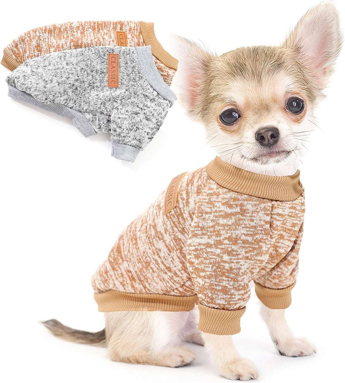 2 Pack Dog Sweaters for Small Dogs Girl Boy Fleece Fall Winter Dog Clothes