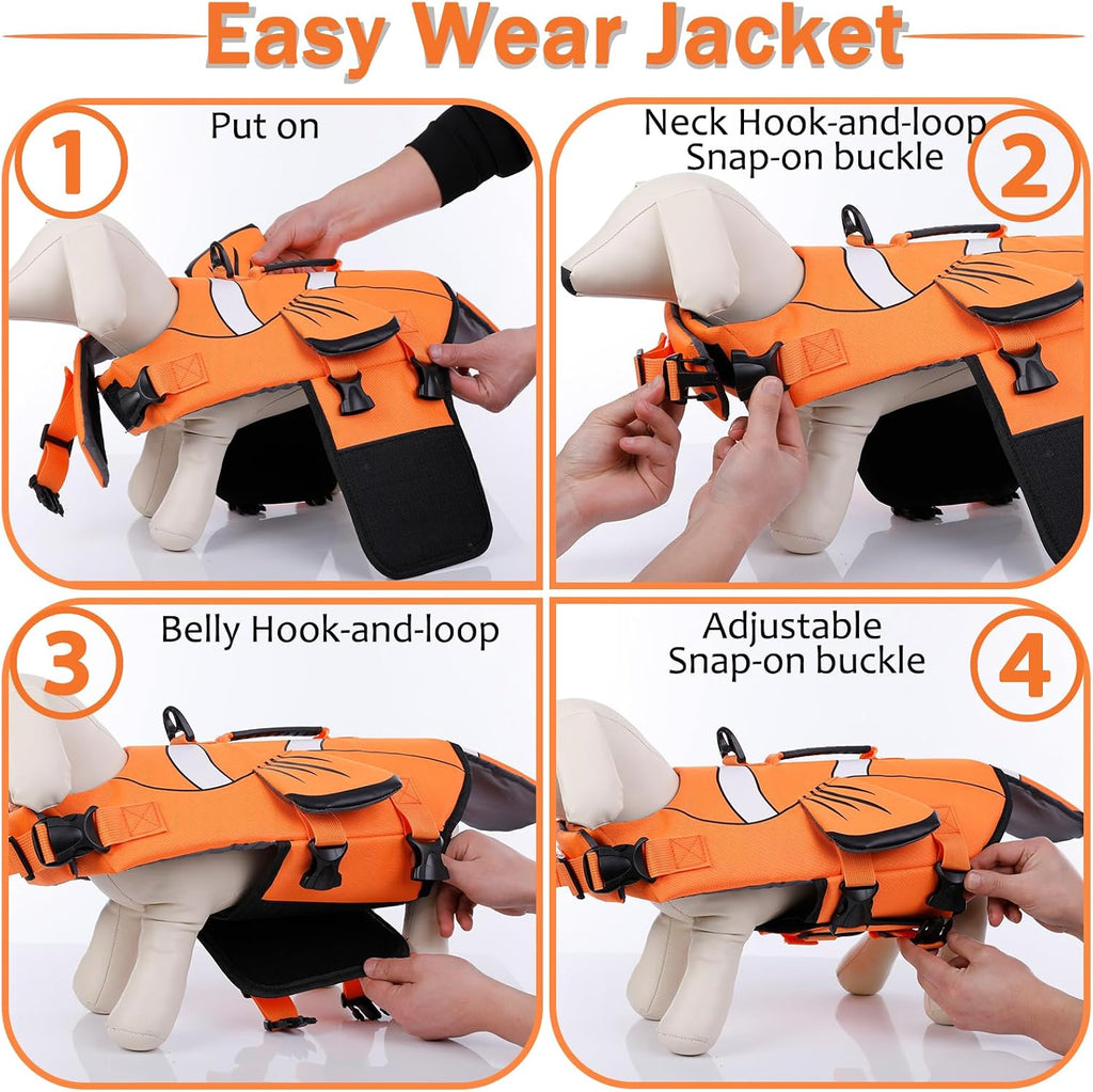 Dog Life Jacket for Swimming Boating, High Visibility Safety Vest