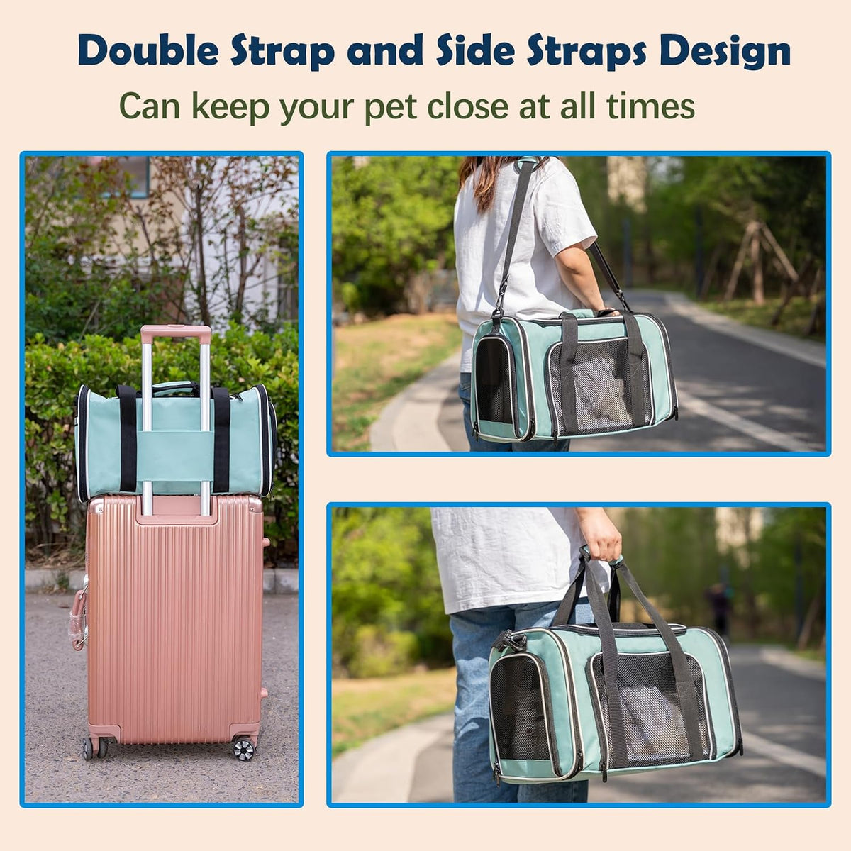 Cat, Dog Carrier for Small Medium Pet Carriers Up to15Lbs, Cats Carrier Soft- Sided Puppy Dogs Bag Portable Foldable Air