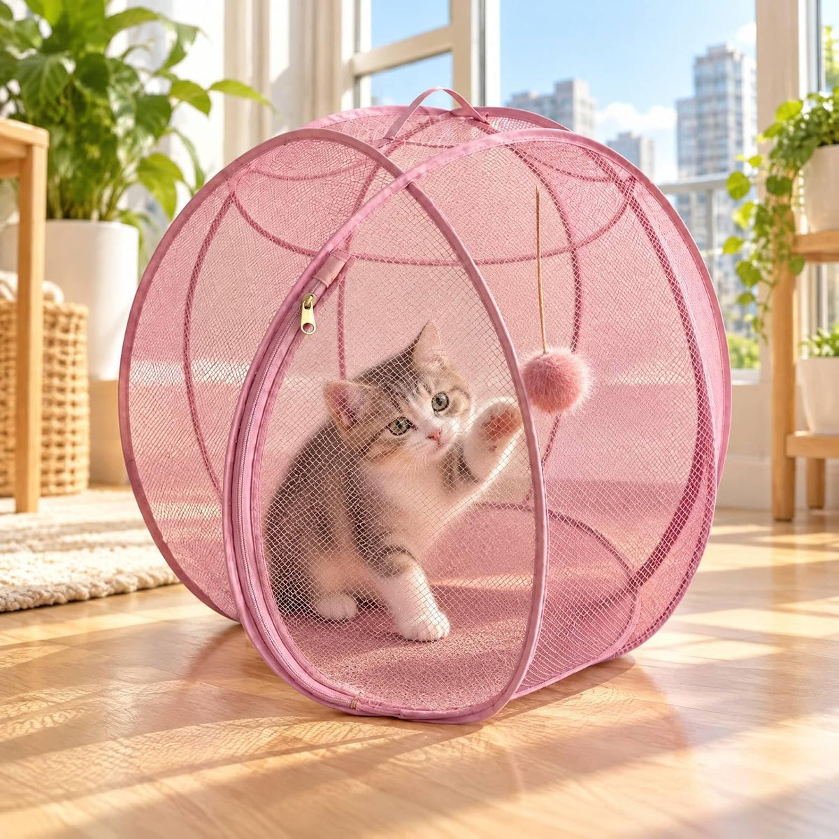 360° Panoramic Pop-Up Rolling Cat Playpen Ball Giant Cat Hamster Ball