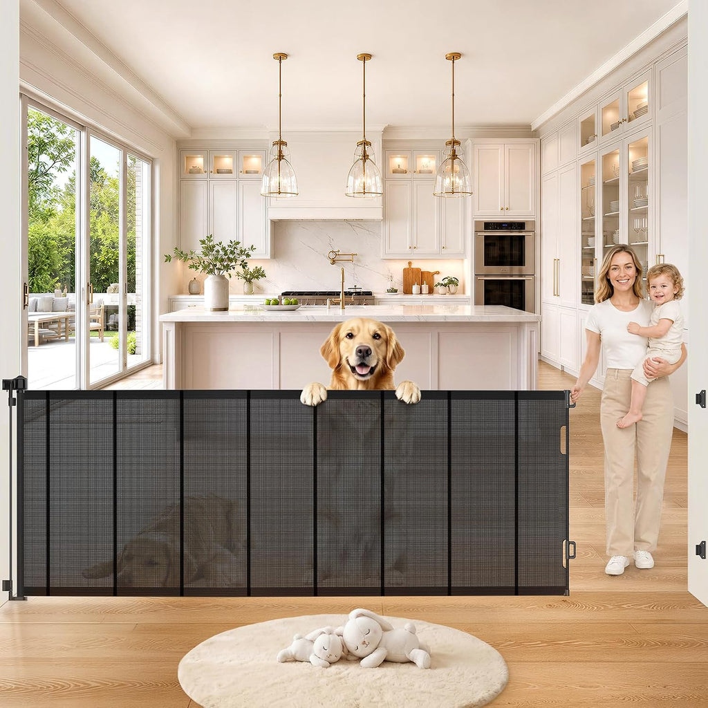 Retractable Baby Gate, 41” Extra Tall Dog Gate for Stairs Doorways