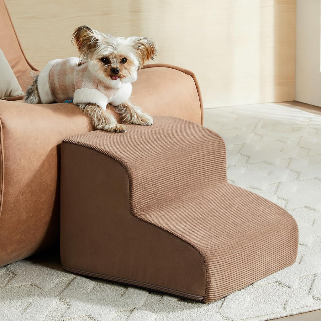 Dog Stairs for Small Dogs, 2-Steps Dog Ramp for Couch, Pet Stairs with Highly Supportive Foam and Non-Slip Bottom, Pet S