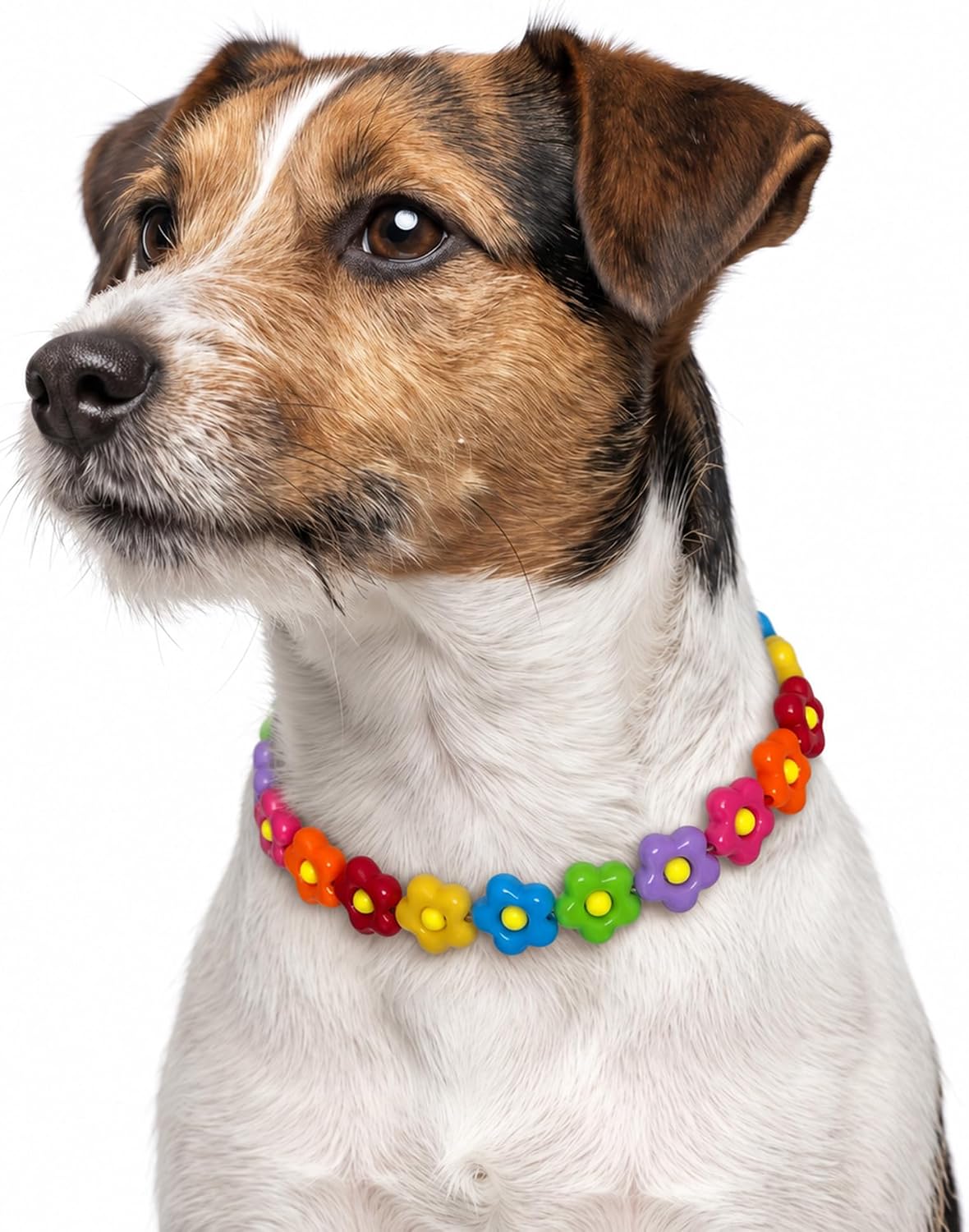 Vibrant Flower Beaded Dog Necklace, Adjustable Fashion Pet Jewelry