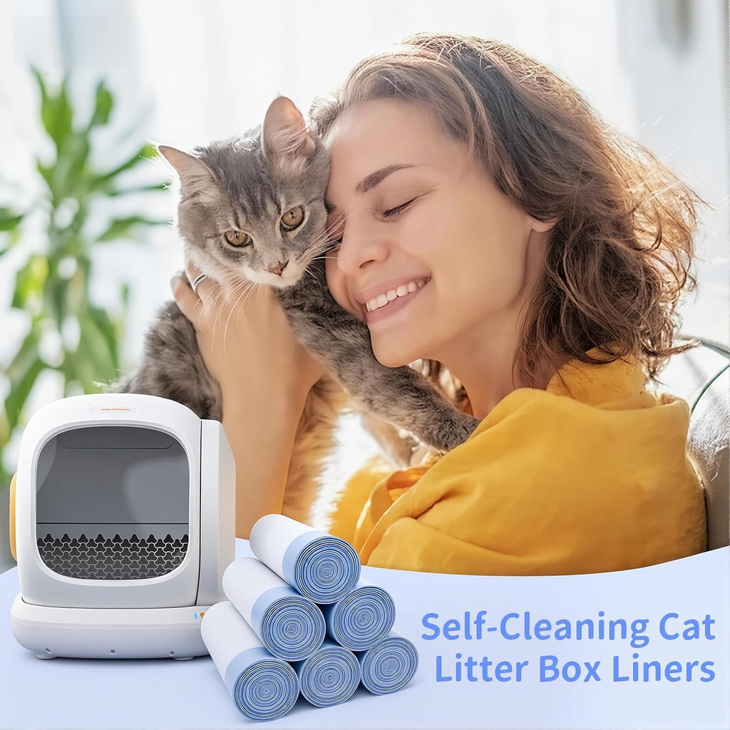 120 Count Pre-Seperated Self-Cleaning Cat Litter Box Liners Bag, Compatible with MW-SC01/SC02/SC09/LR01/LB02, Thick Heav