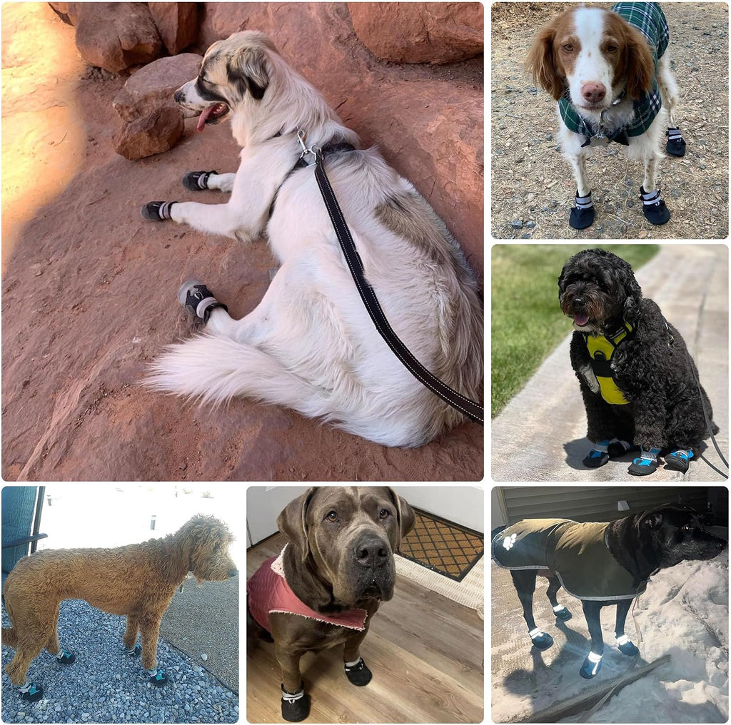 Dimicoo Breathable Dog Boots for Medium Large Dogs,Non-Slip Dog Shoes for All Weather and Hot Pavement,Soft Paw Protecto