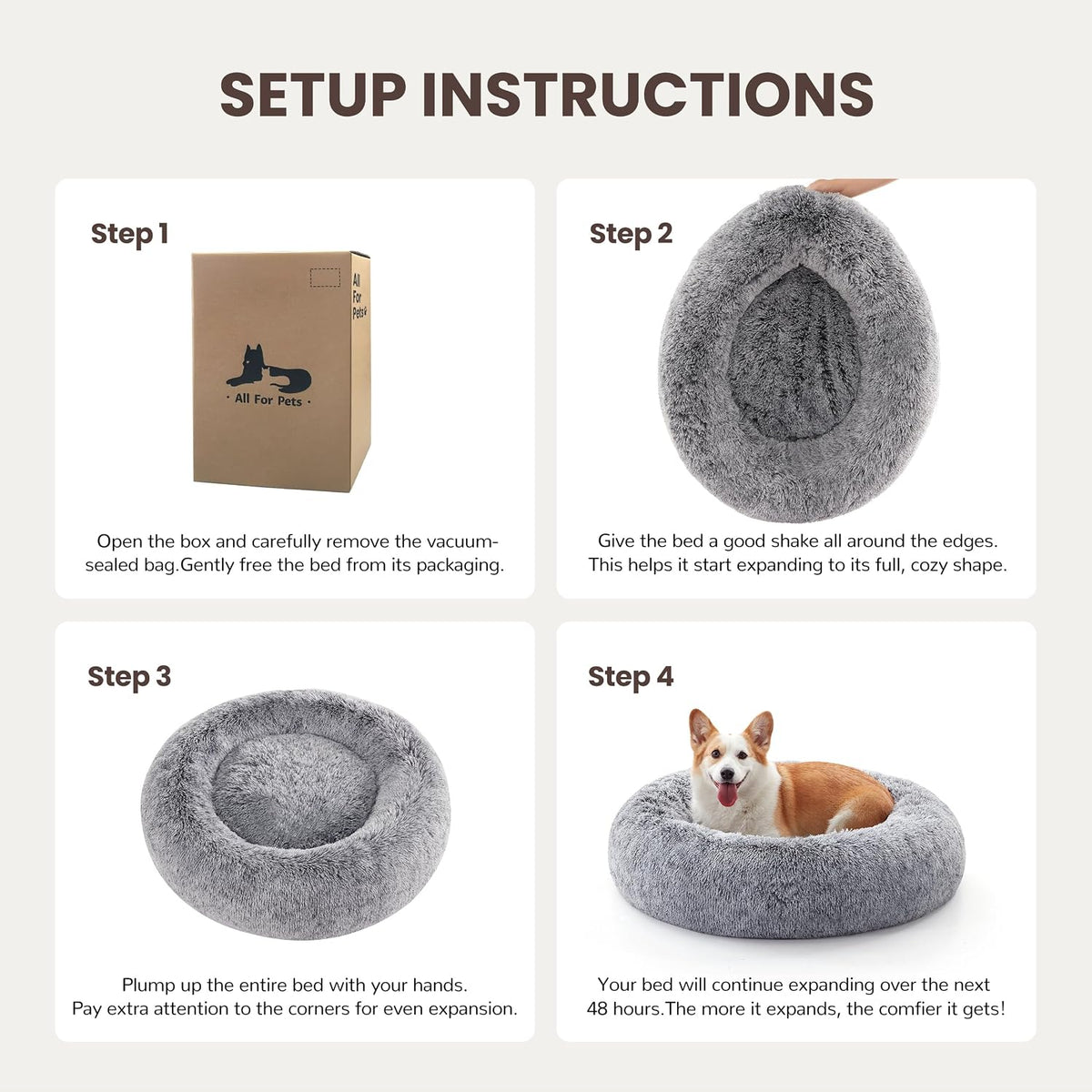 Donut Dog Bed Medium Size Dog, Round Cat Beds for Small Dogs