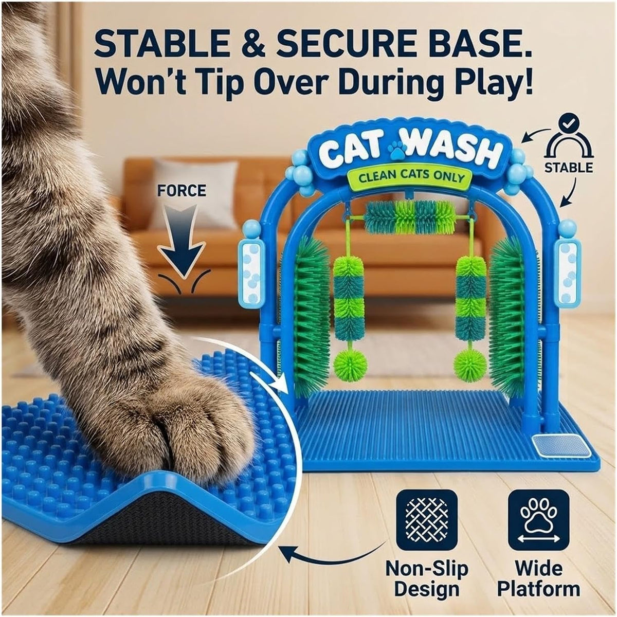 The Cat Wash Grooming Station,Self-Grooming Cat Toy,Car Wash Grooming Arch