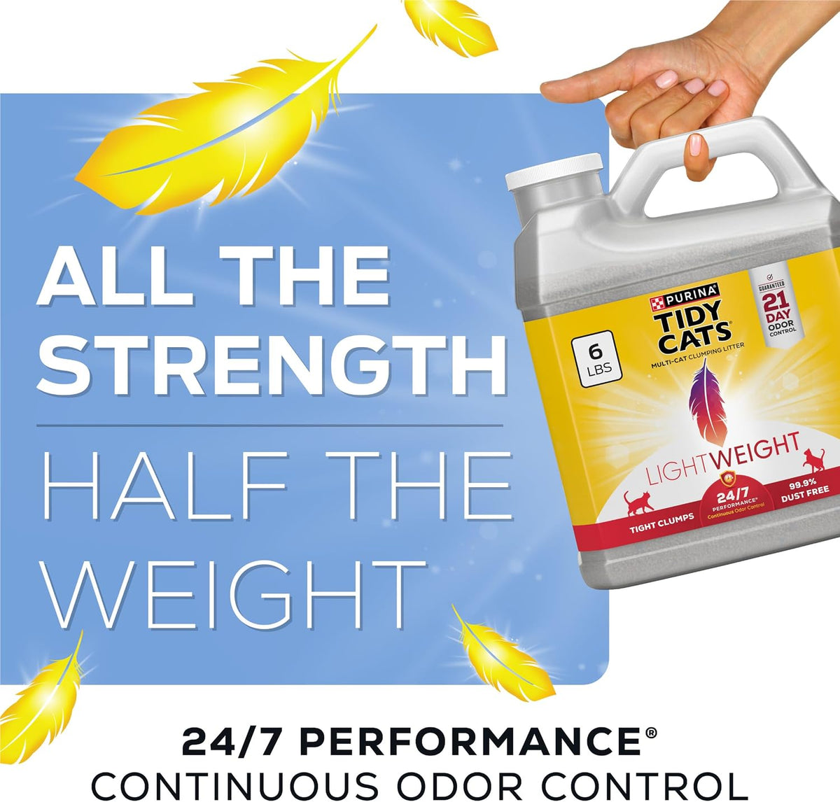 Purina Tidy Cats LightWeight 24/7 Performance Odor control, Multi-Cat, Clumping, 99.9 Percent Dust Free Cat Litter - 6 l