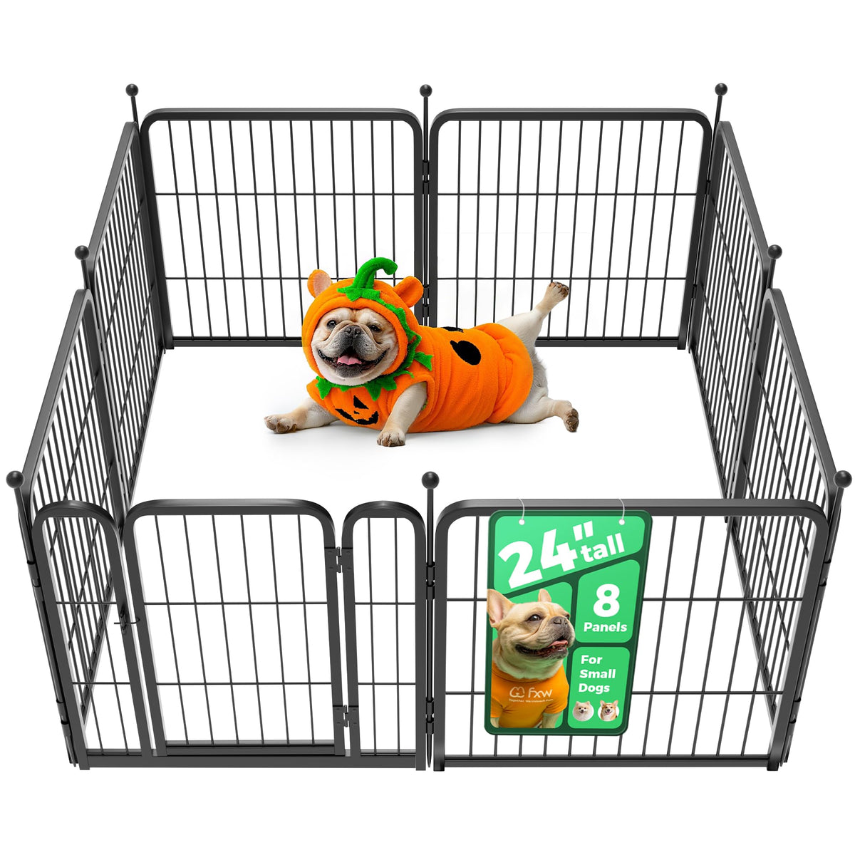 FXW Rollick Dog Playpen, Indoor, Yard & RV Camping, 24"H, 8 Panels