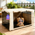 HiCaptain 36-Inch Dog Crate Cover with Mesh, Waterproof Kennel Cover, Beige