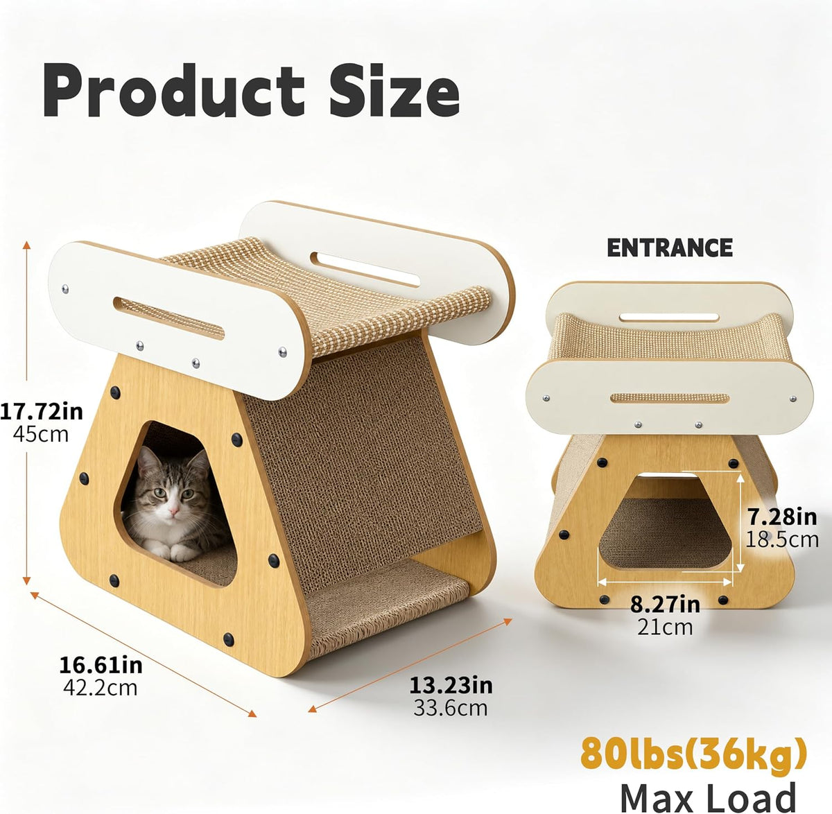 Cardboard Cat Scratcher, 17.7IN Cat Scratching House Indoor for Small Cats