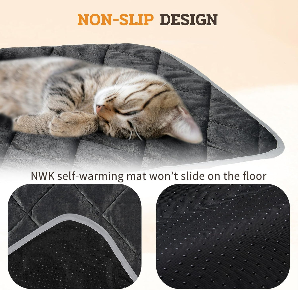 NWK Self Warming Thermal Pet Mat for Dogs and Cats (Black, Small)