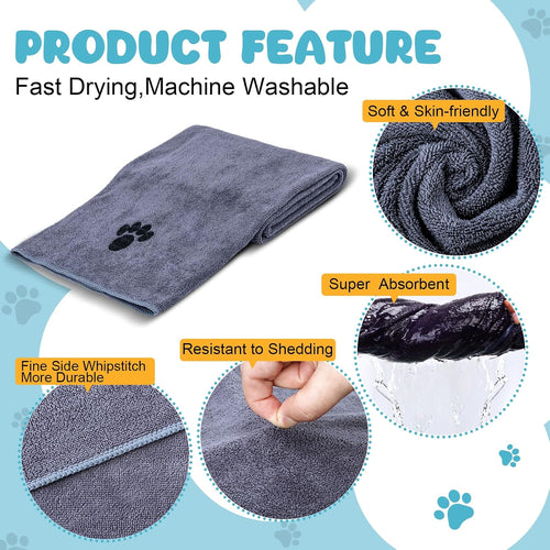 2 Pack Microfiber Dog Towels for Drying Dogs, Pet Bath Supplies for Dog&Cat