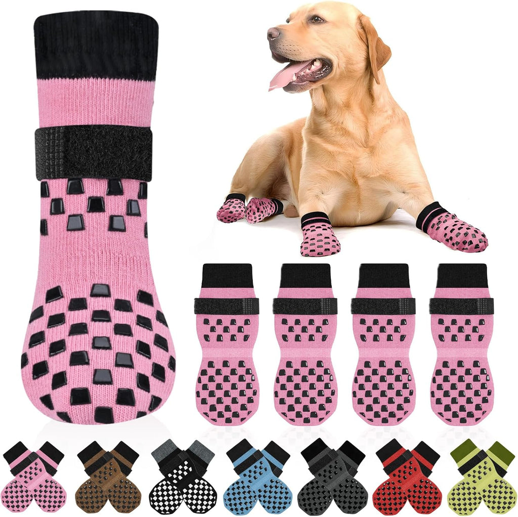 Anti Slip Dog Socks to Prevent Licking Paws, Dog Shoes for Hot/Cold Pavement, Dog Boots on Hardwood Floors, Traction Con