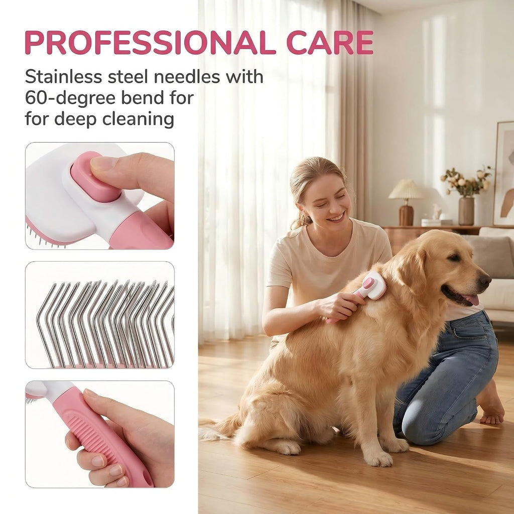 Cat Brushes for Indoor Cats, Soft Silicone Self Cleaning Pet Grooming Brush