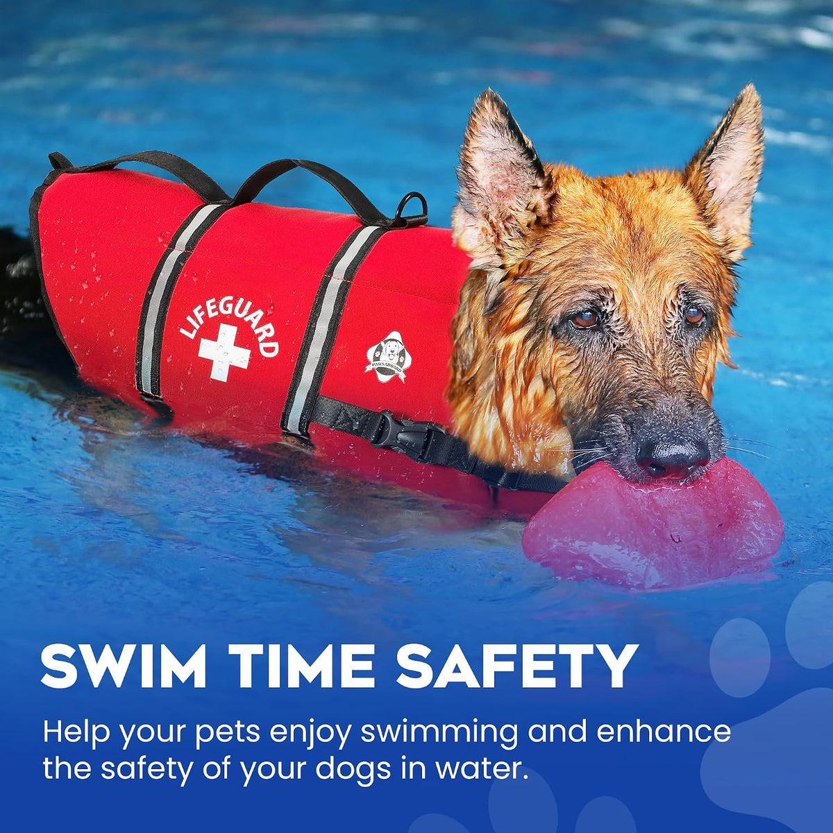 Reflective Dog Life Jacket with Handle (Red, Large)