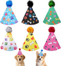 6PCS Dog Birthday Party Hats Felt for Small Medium Dogs Paw Bone