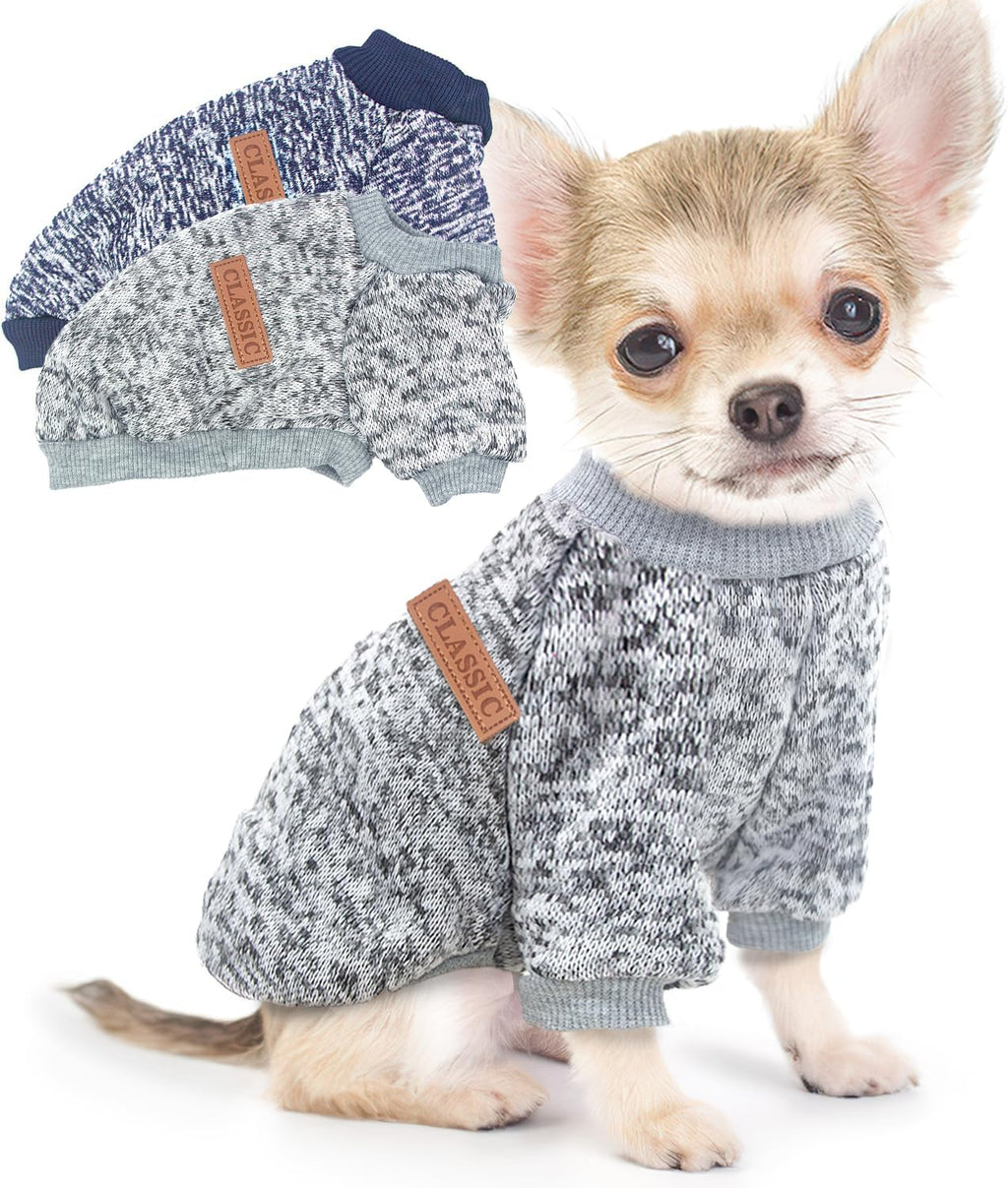 2 Pack Dog Sweaters for Small Dogs Girl Boy Fleece Fall Winter Dog Clothes
