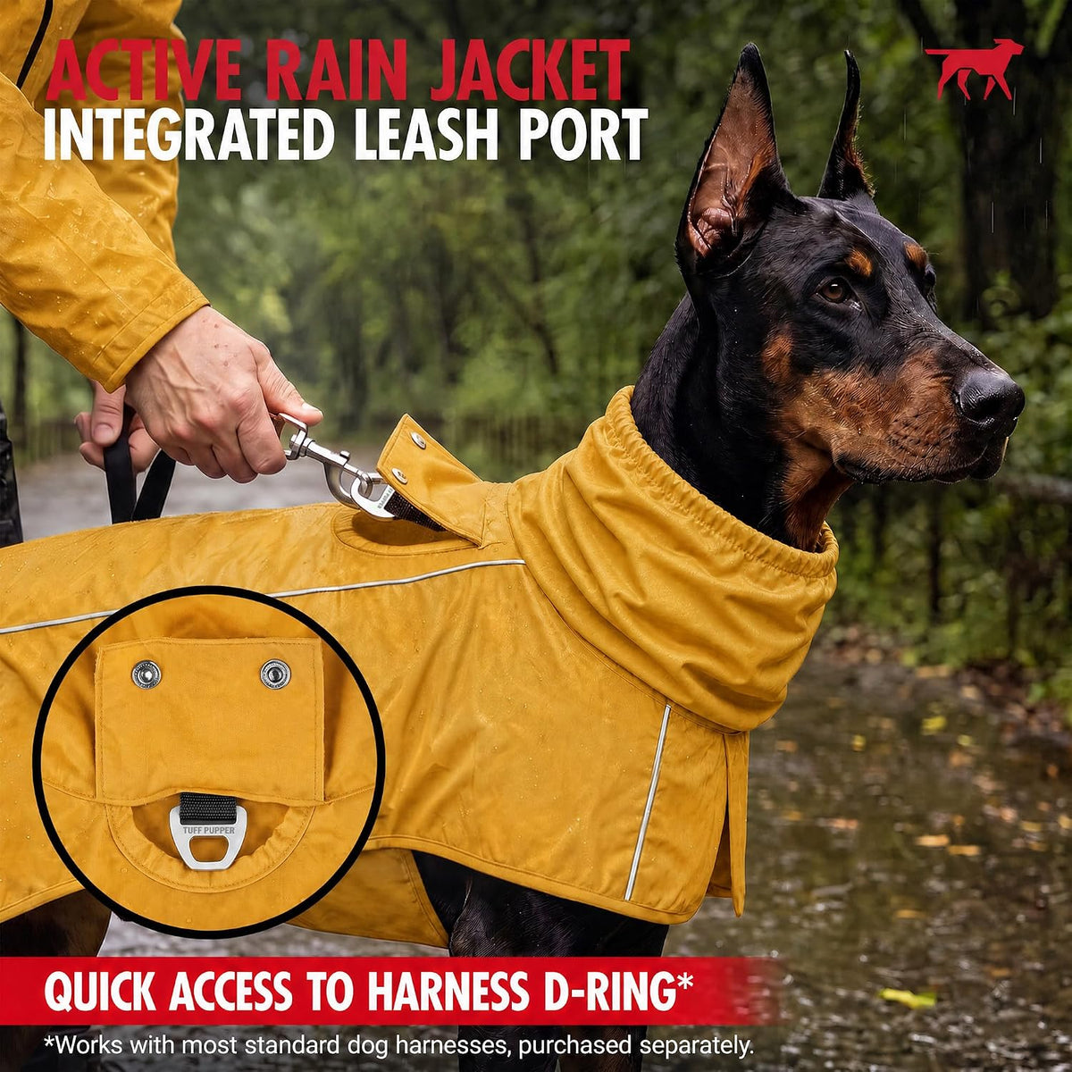Tuff Pupper Waterproof Dog Raincoat | Full-Body Windproof Rain Jacket for Dogs | Reflective Strips | Breathable Mesh Lin