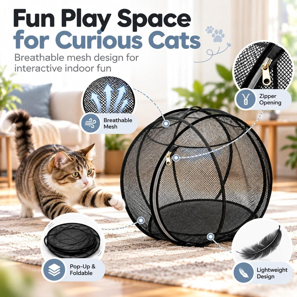 Cat Hamster Ball for Outside Foldable Mesh Cat Playpen 28 Inch (green)