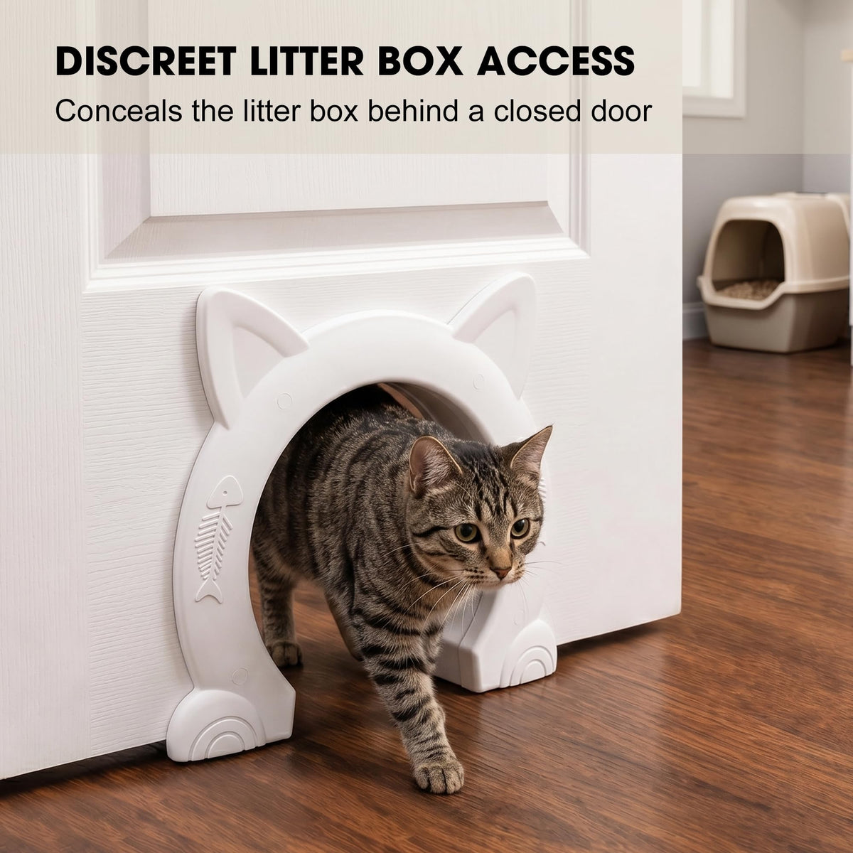 Wordcam X-Large Cat Door Interior Door for Pets 14-30lbs, No Flap, White