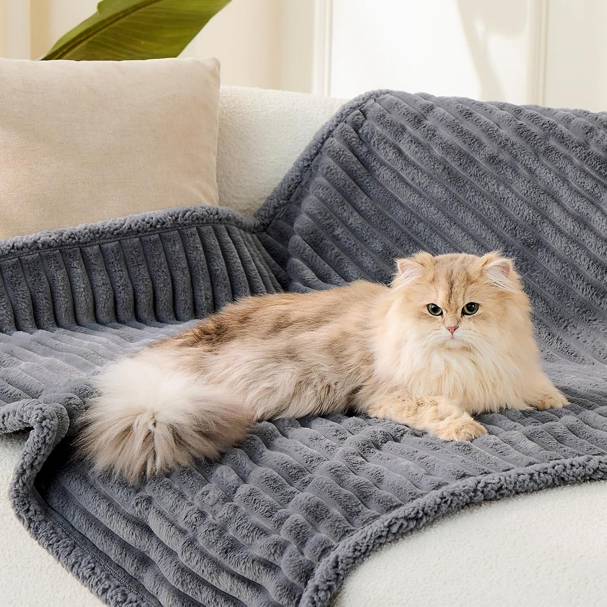 Pet Blankets for Cats - Waterproof Cat Blanket Washable - Sherpa Fleece Puppy Blanket, Soft Plush Reversible Throw Prote