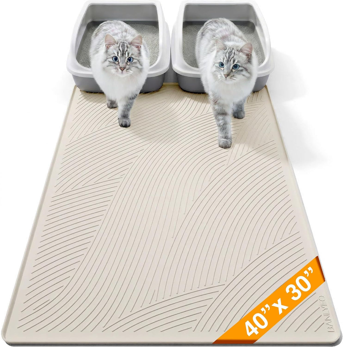 Cat Litter Box Mat - L Large Size 34 x 22 in, Water Proof, Kitty Litter Trapping Mat, Easy to Clean, Scatter Control, Od