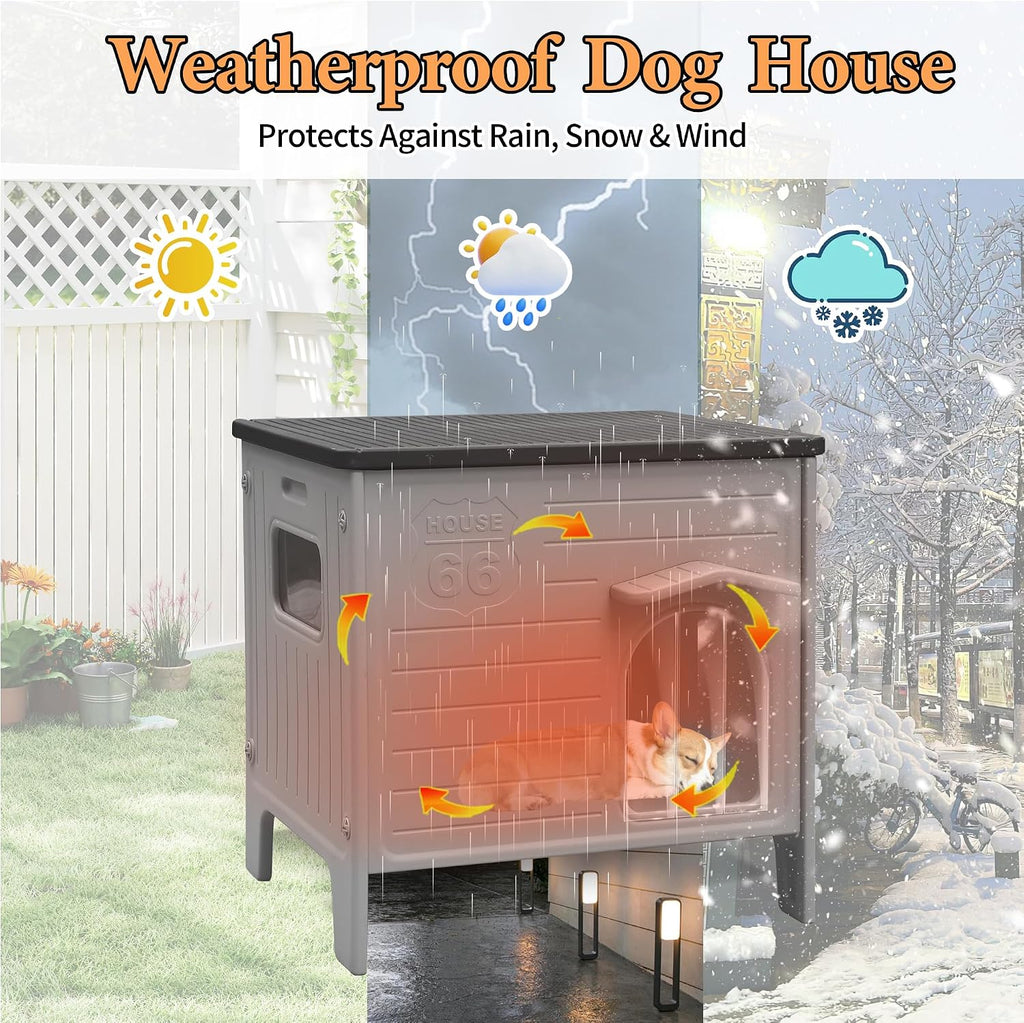 Insulated Dog House Outdoor Weatherpoof Plastic Dogs Houses Indoor