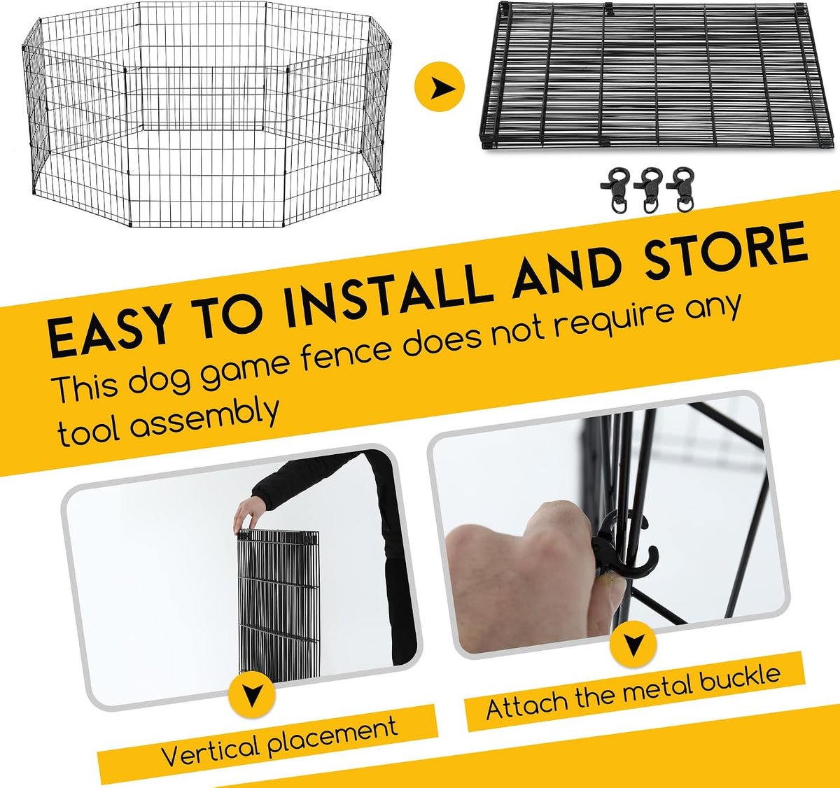 FDW | Dog Playpen | 24", 8 Panels | Heavy Duty Metal Pet Exercise Pen