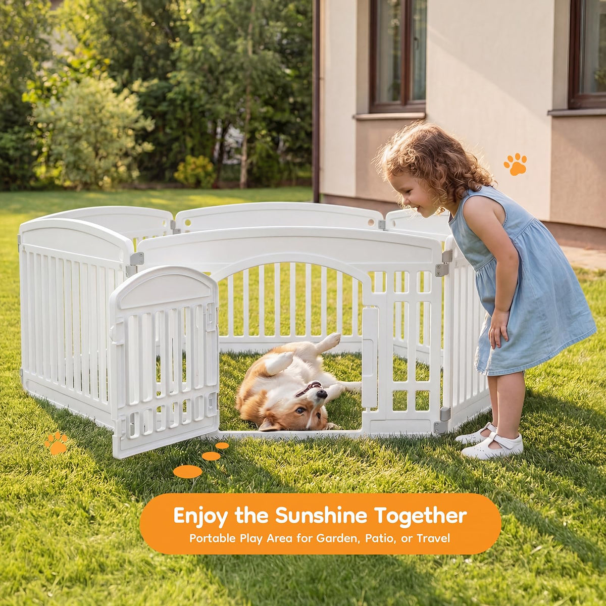 NEWBULIG Dog Playpen 6-Panel, 24IN Puppy Playpen, Stable Dog Play Pen Indoors/Outdoor with Secure Locking Door, Plastic Pet Fence for Small & Medium Dogs