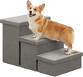 Zerbuger 3 Step Dog Stairs with Storage, 18" High Folding Pet Steps, Grey