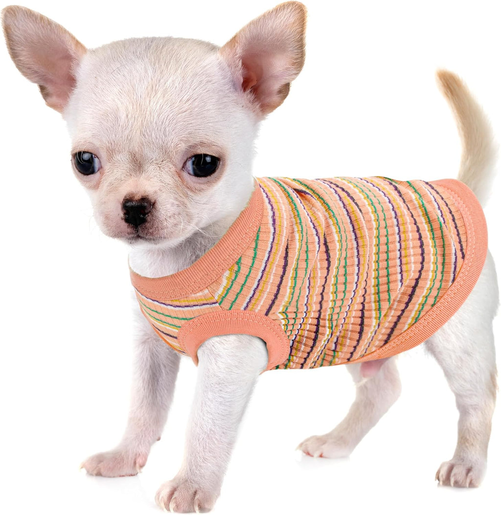 Premium 100% Cotton Rib Dog Shirt Vest for Small Breeds Pink XXS