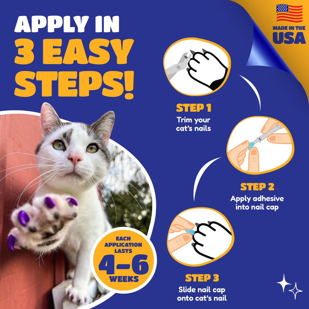 Soft Claws Nail Caps for Medium Cats, 40 Caps, Clear