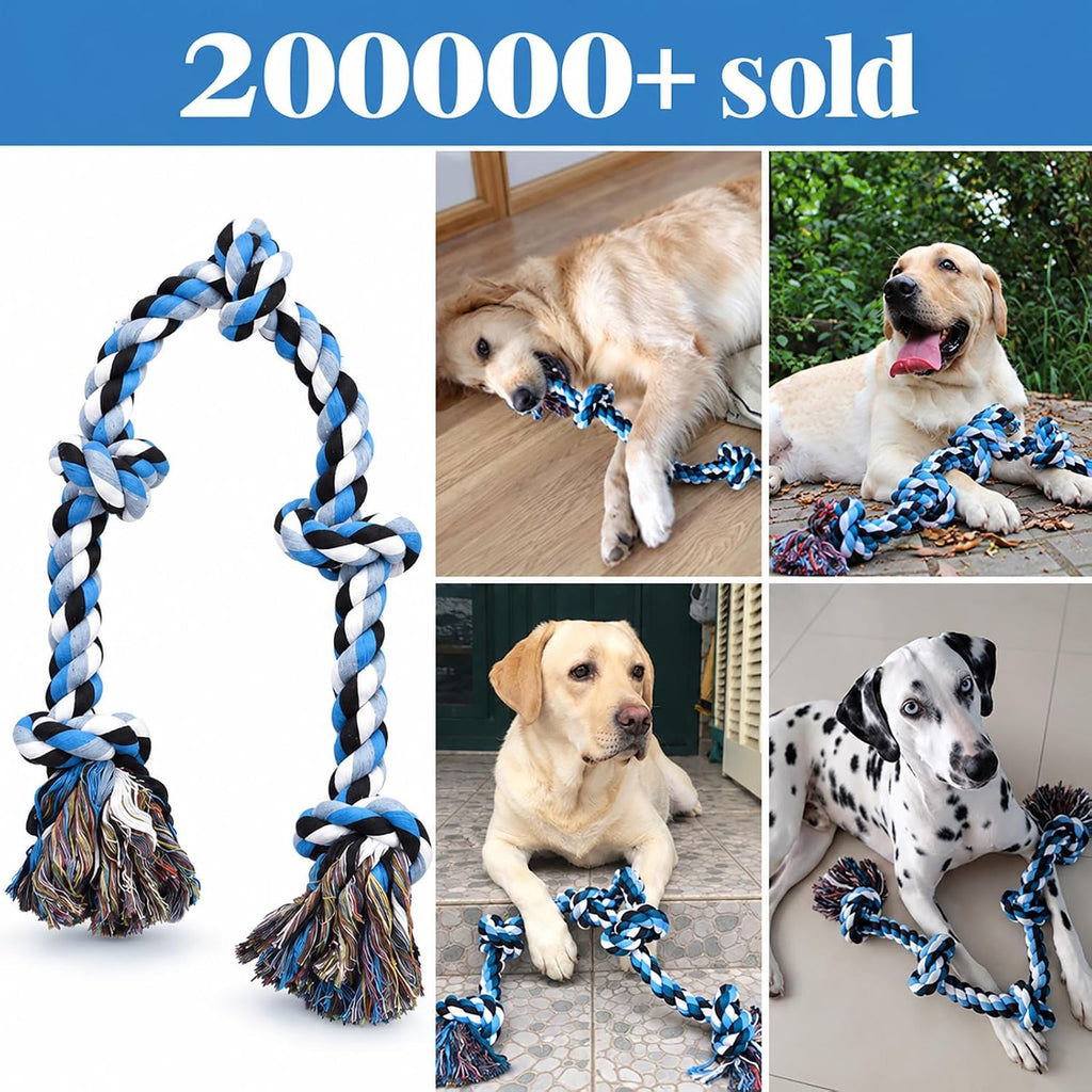 LECHONG Dog Toys for Aggressive Chewers Tough Rope Chew Toys for Large and Medium Dog 3 Feet 5 Knots Indestructible Cott