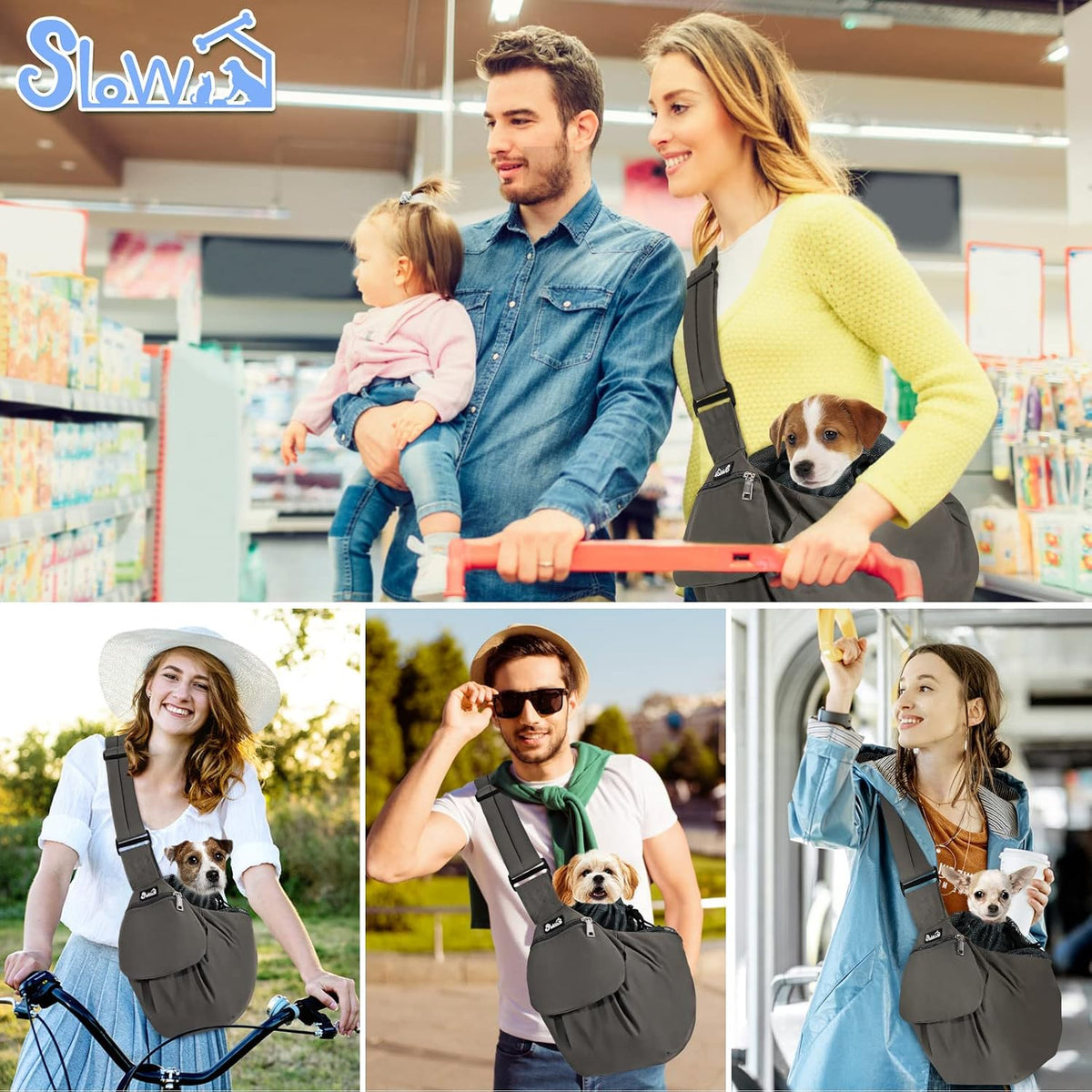 SlowTon Pet Carrier, Hard Bottom Support & Adjustable Padded Shoulder Strap