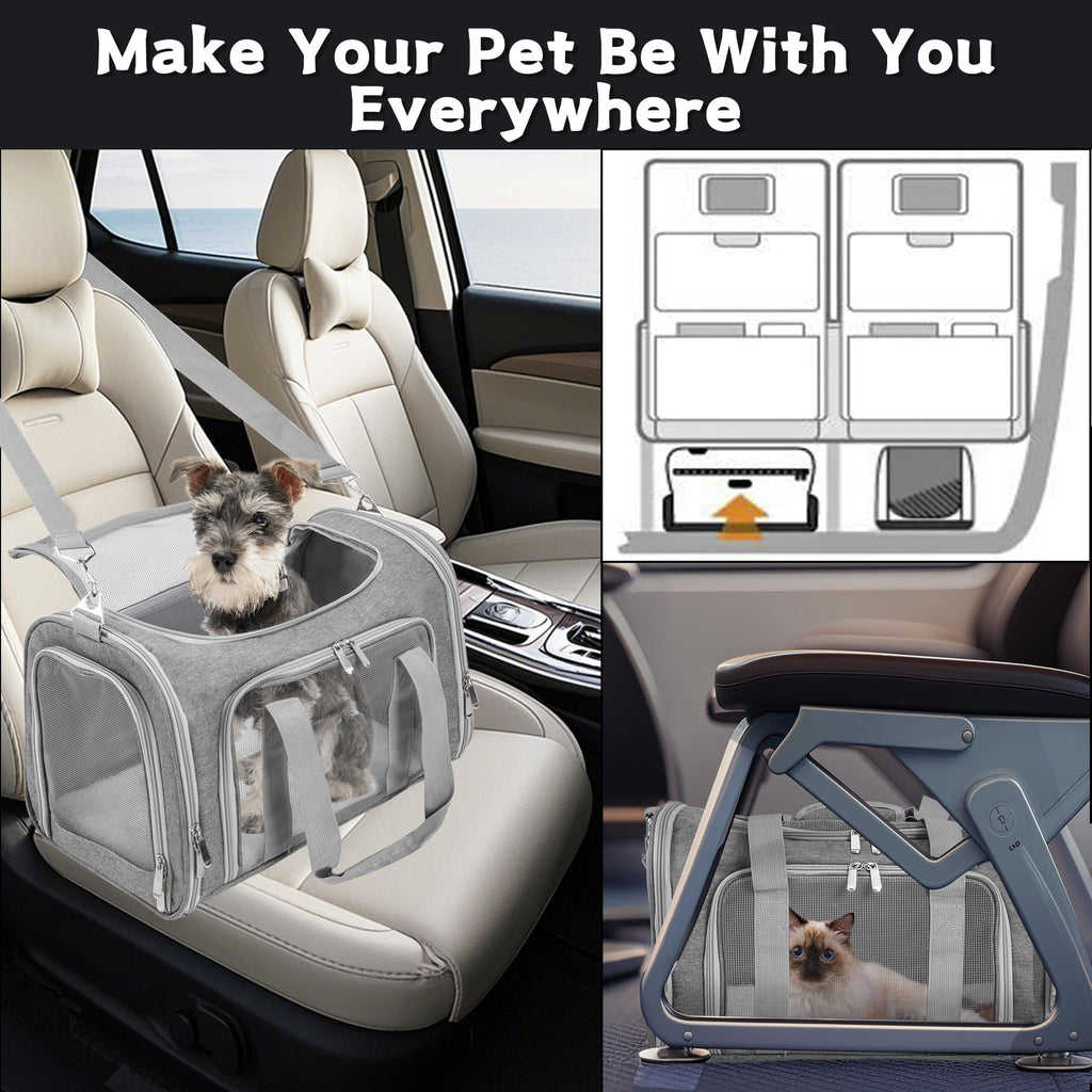 LEHNI Soft-Sided Cat/Dog/Pet Carrier, Collapsible Pets Travel Carriers