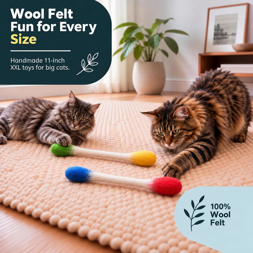 Glaciart One XXL Swabs Cat Toys with Catnip - 2 Pk | Durable for Chew, Cute Cat Toys Interactive Kitty for Boredom, Exer