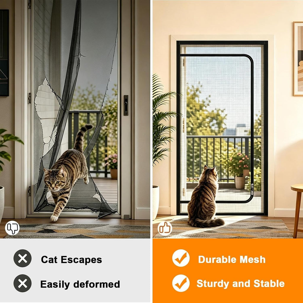 Reinforced Cat Screen Door, 36x76in Heavy Duty Pet Screen Door