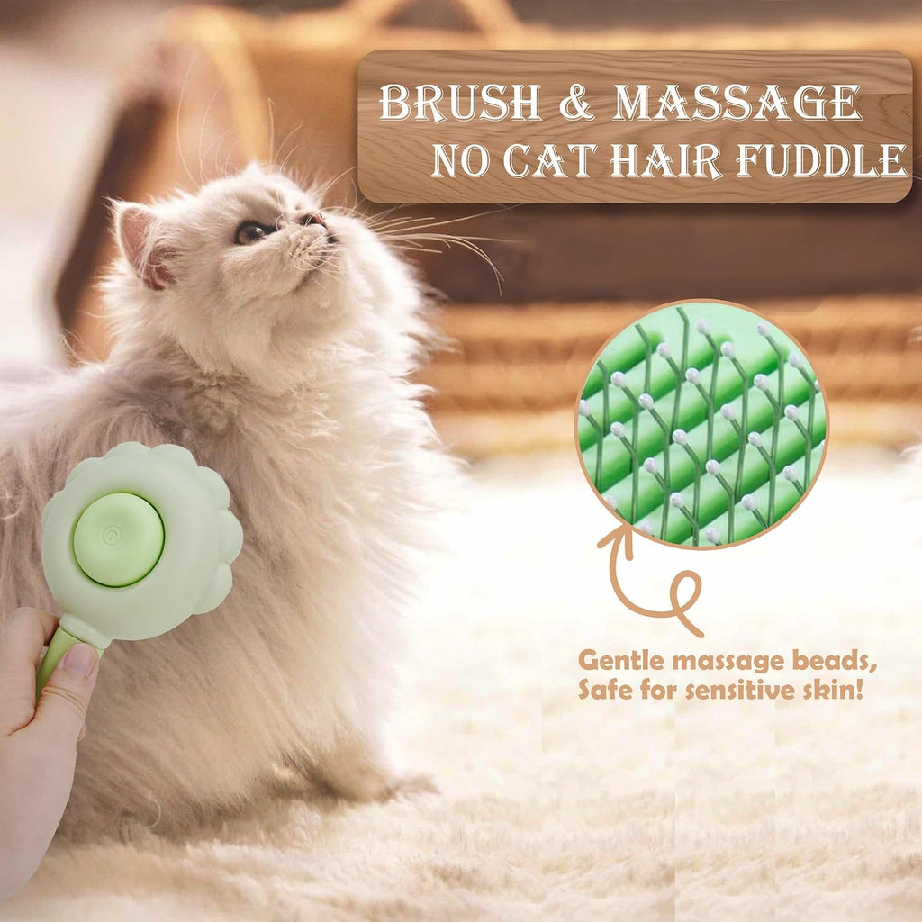 Self Cleaning Cat Brush for Shedding, LED Light Nail Clipper and Nail File