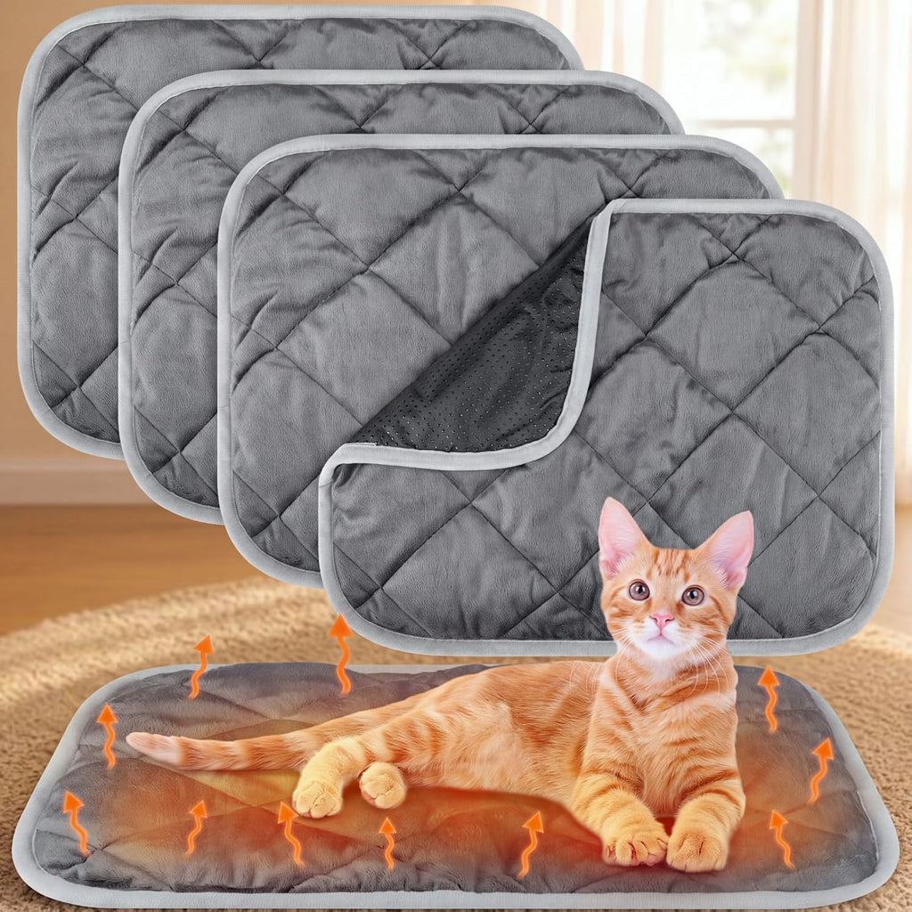 4 Pack Self Heating Cat Pad Self Warming Dog Mat, 16 x 20 Inch, Gray