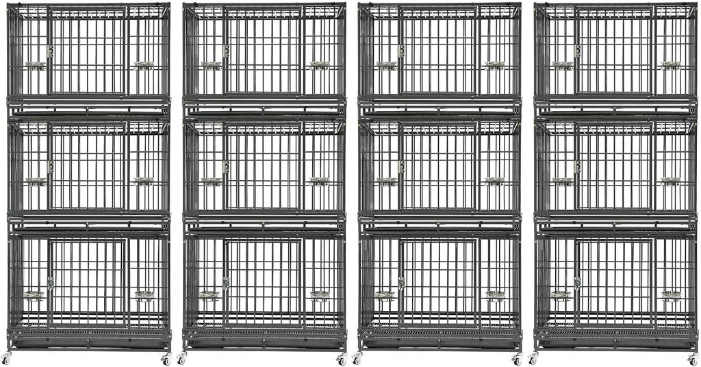 Homey Pet 37" Heavy Duty Stackable Dog Crate with Wheels for Medium Dogs