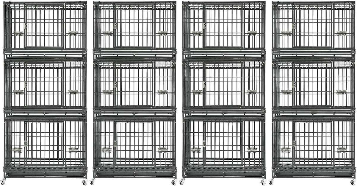 Homey Pet 37" Heavy Duty Stackable Dog Crate with Wheels for Medium Dogs