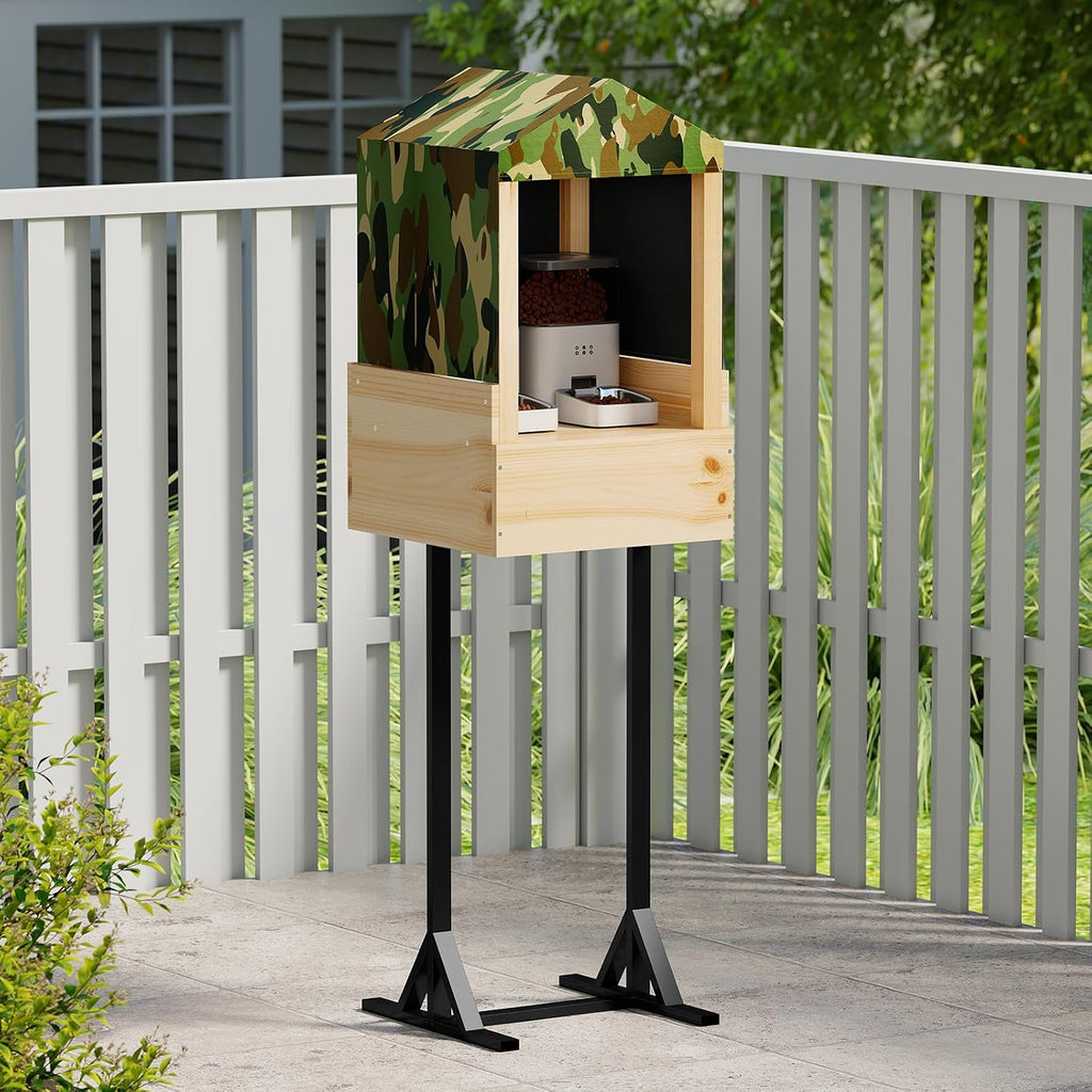 Outdoor Cat Feeding Station, Raccoon Proof Elevated Stand, Waterproof