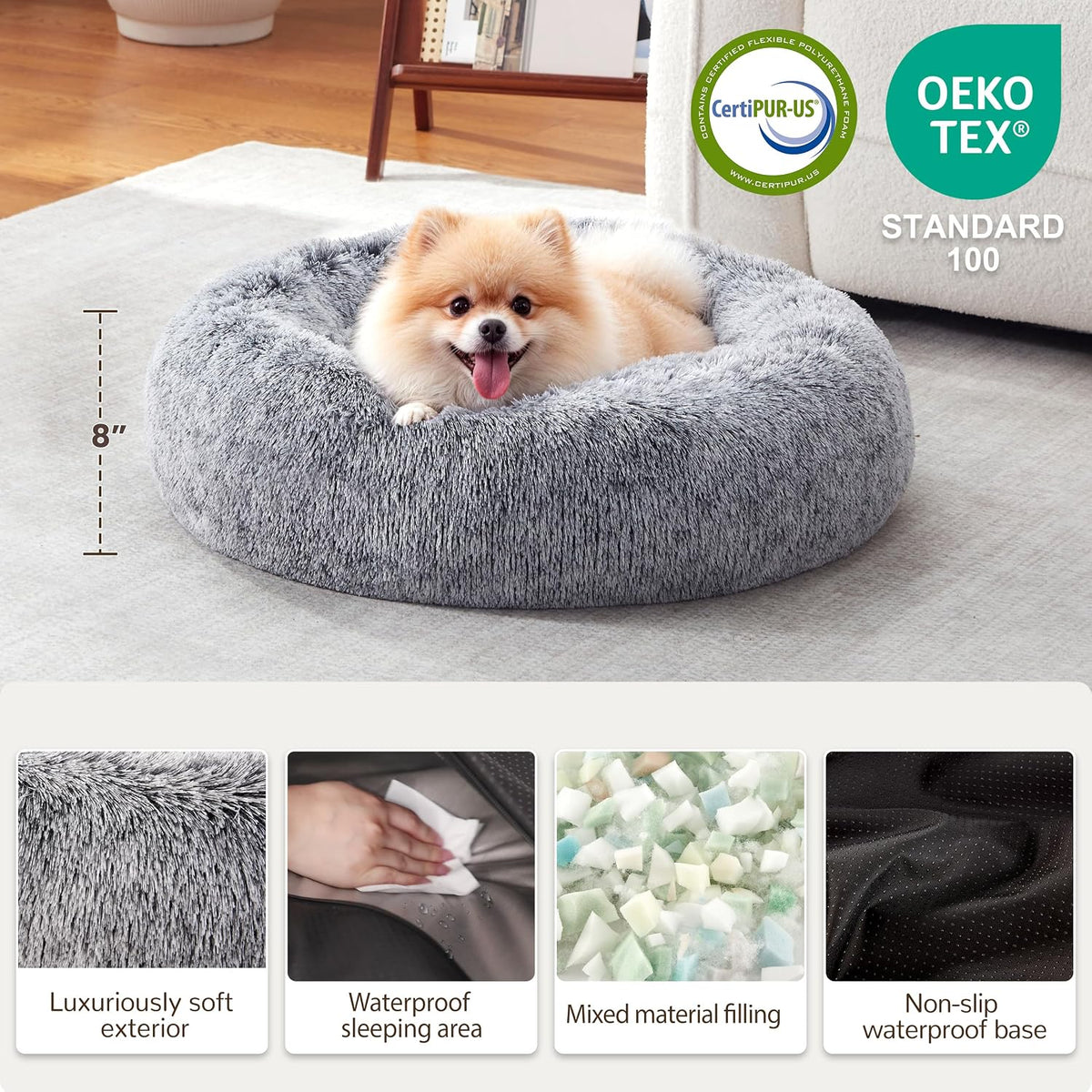 Donut Dog Bed Medium Size Dog, Round Cat Beds for Small Dogs