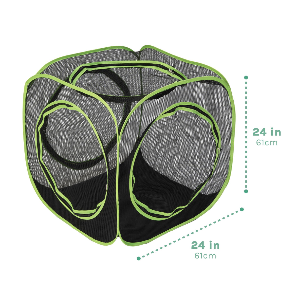 Kitty City Large Outdoor Cat Play Cube, Mesh Pop-Up Cat Enclosure for Indoor & Outdoor Use, Expandable Modular Cat Playpen with Zippered Access - Green
