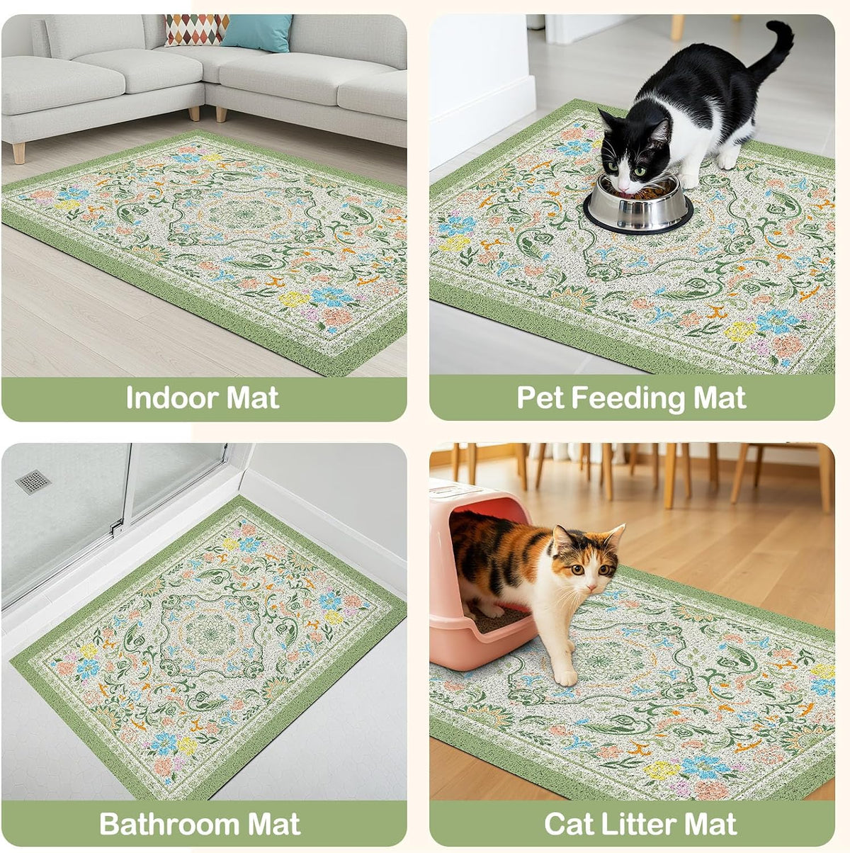 Glittme Cat Litter Mat 33"x22" Non-Slip Washable Trapping Mat for Cats