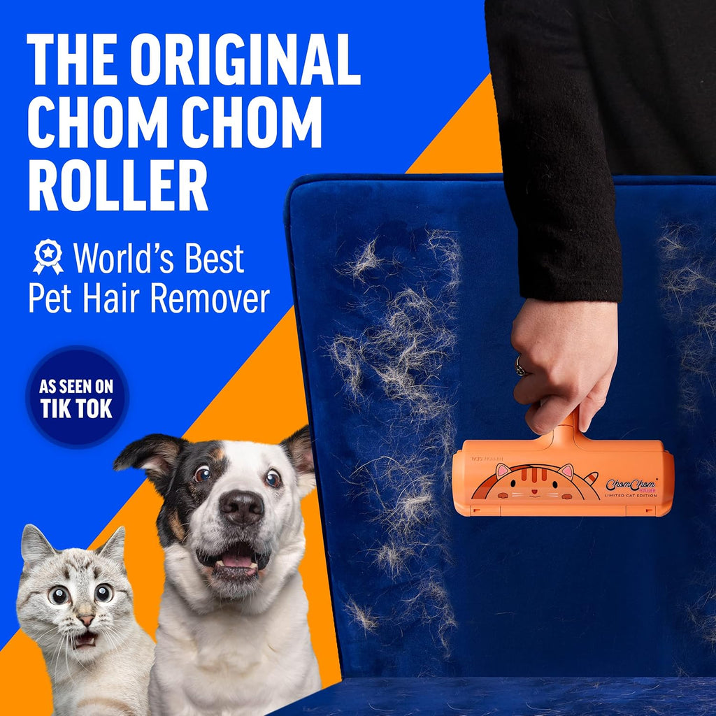 ChomChom Roller Pet Hair Remover – Original Size Reusable Lint Roller for Cat & Dog Hair on Furniture, Couch, Carpet, Ca